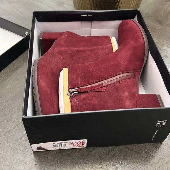 Naturalizer Bay Waterproof Bootie in Cabernet Sauvignon Suede (Wide) - Picture 2 of 13